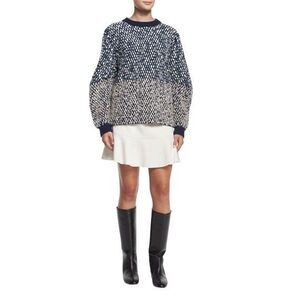 See by Chloe Graphic Crepe Ruffle-Hem Skirt, Off White women’s skirt fit and fla
